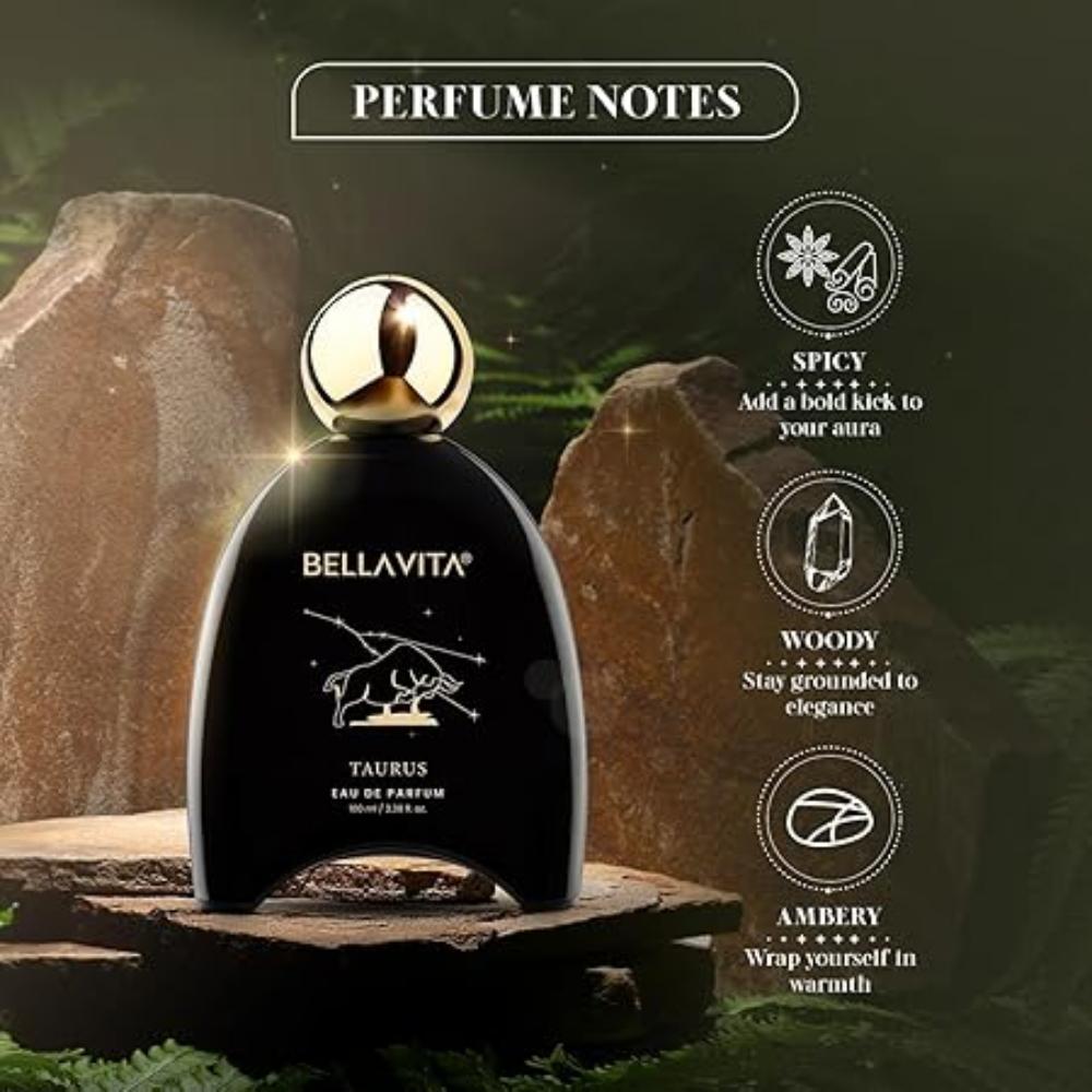 BELLAVITA Zodiac Collection Taurus |  EDP 100ml | Pink Pepper, Rose and Raspberry | Spicy, Woody Premium Unisex Fragrance for Men and Women