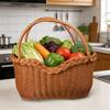 Handwoven Imitation Rattan Picnic Vegetable Shopping Harvest Basket Handle Rustic Style Portable Basket for Home Garden Decor