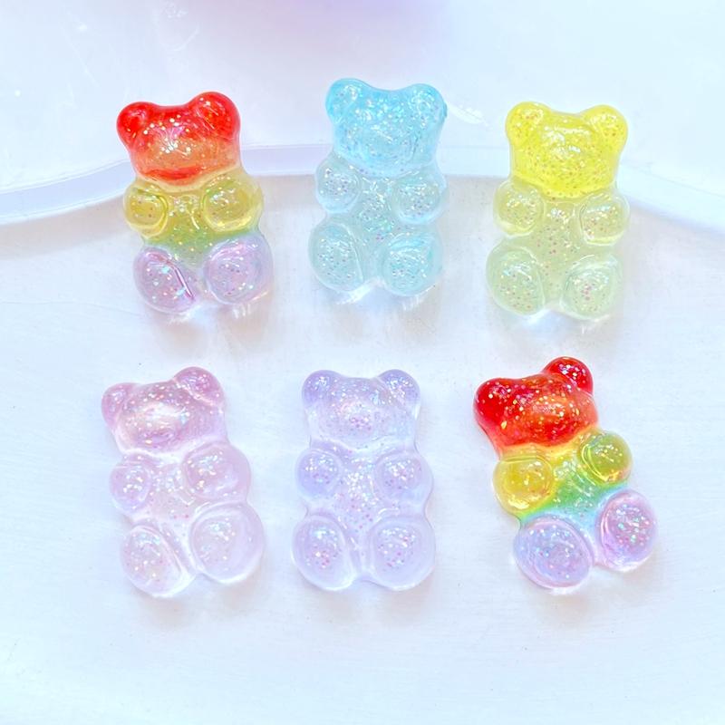 10 Stück Neu Mini Niedlich Glänzend Bär Flache Rückseite Harz Scrapbooking DIY Schmuck Handwerk Dekoration Zubehör
