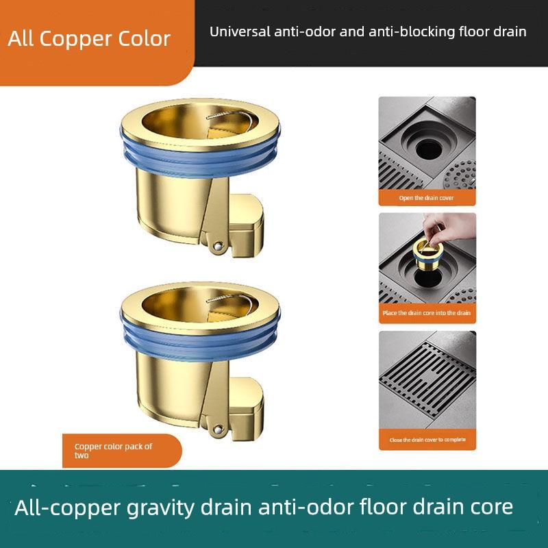 Anti-Odor Floor Drain Core for Bathroom and Toilet, Anti-Backflow Odor Prevention Device, Universal Insect-Proof and Odor-Proof Full Copper Inner Core