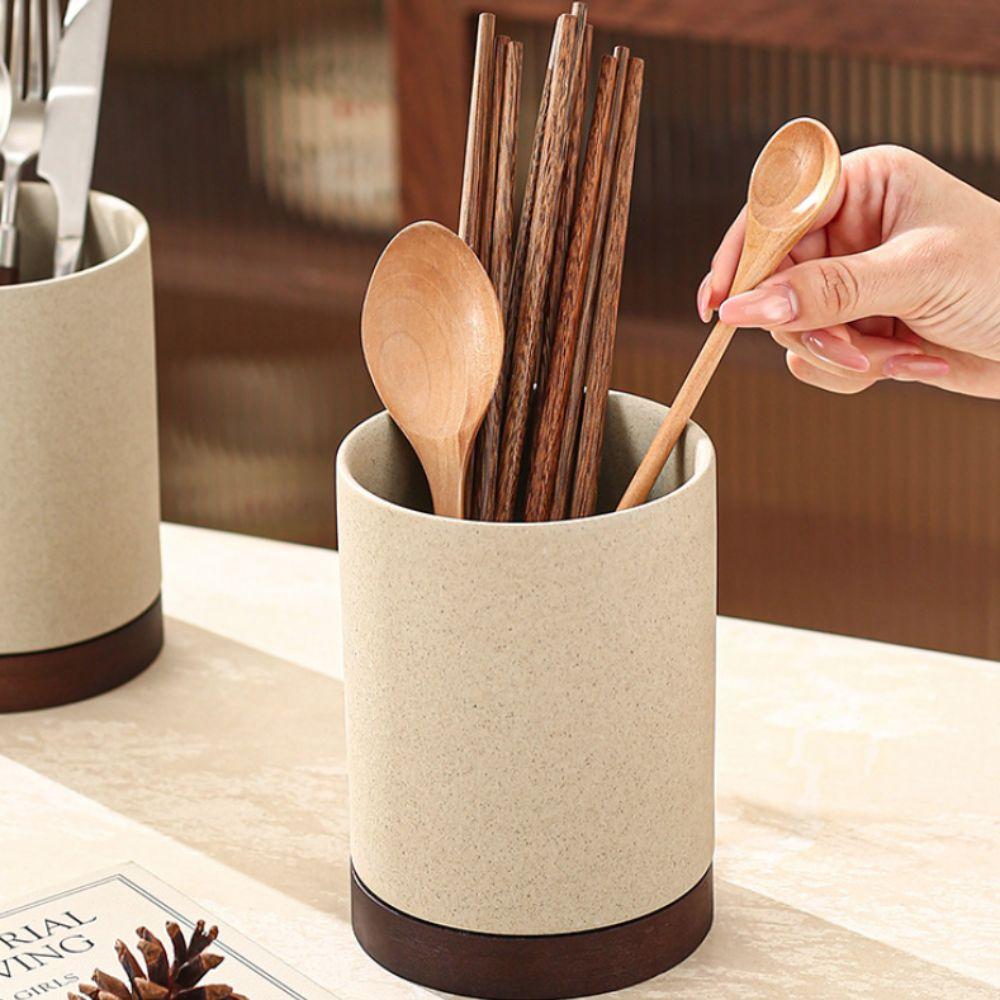 Rough Pottery Draining Chopstick Holder Vintage Chopstick Organizer Cutlery Drain Rack Kitchen