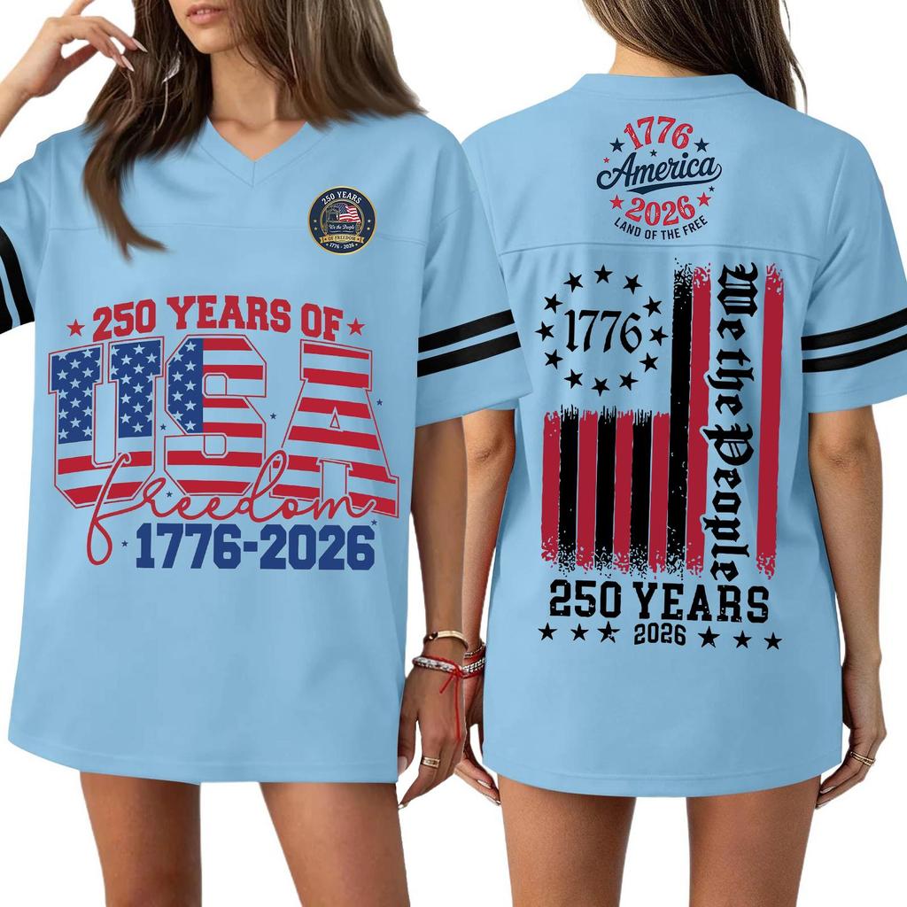 Women's Casual Fashion V-Neck Sports Independence Day Print Short Sleeve Sports T-Shirt Top