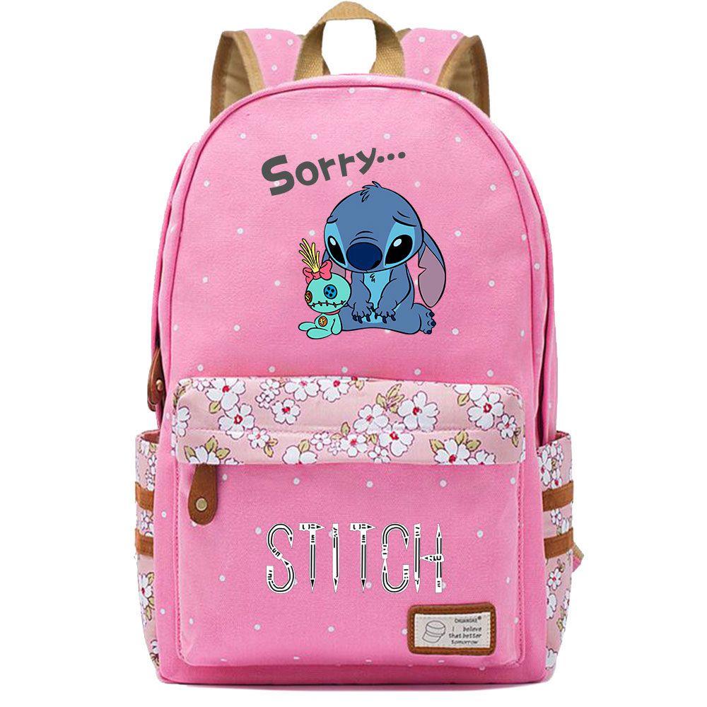 Lilo Stitch Backpack In Pink Or Blue Perfect For School Or Travel Made From High-quality Oxford Cloth