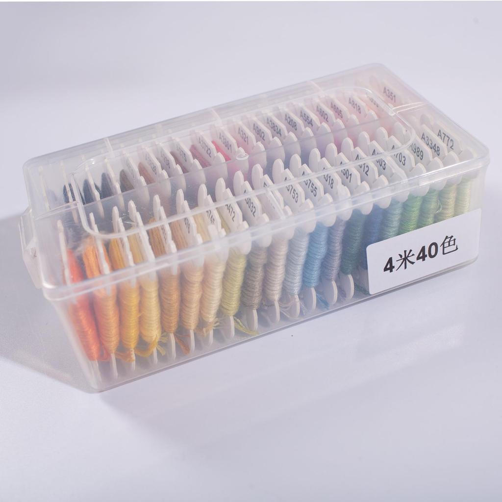 120-Color Hand-Embroidered Cotton Thread Set in Plastic Box for Cross Stitch & Sewing