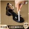 Jade Rabbit with sandals for women's summer wear, stepping on shit, medium heel thick heel soft sole French high heels with skirt