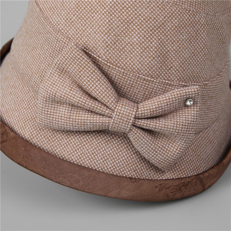 Hat Female Autumn and Winter Basin Hat Autumn and Winter Warm Bow Bucket Hat