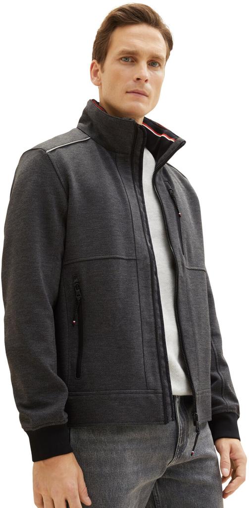 Mid-season Jacket Tom Tailor Jacket With Concealed Hood (1037324) Anthracite Knitted Structure