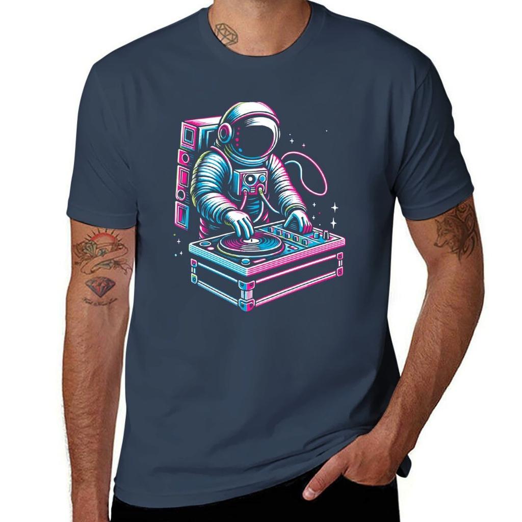 Retro Astronaut DJ Funny Astronaut TShirt Big and Tall Loose Fit TShirt