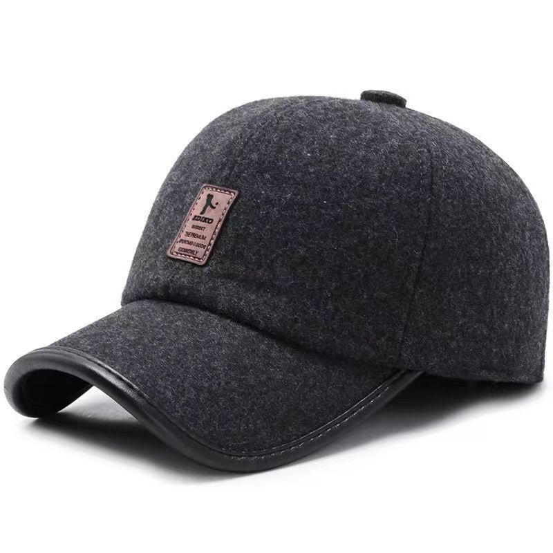 Winter Cashmere Wool Baseball Cap with Ear Protection for Warmth and Comfort