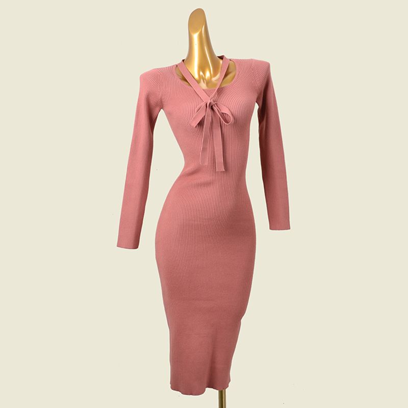 

Gentle European and American Style Thread Slim Knit Dress Brick Red(Gentle Easiest for match) All yards