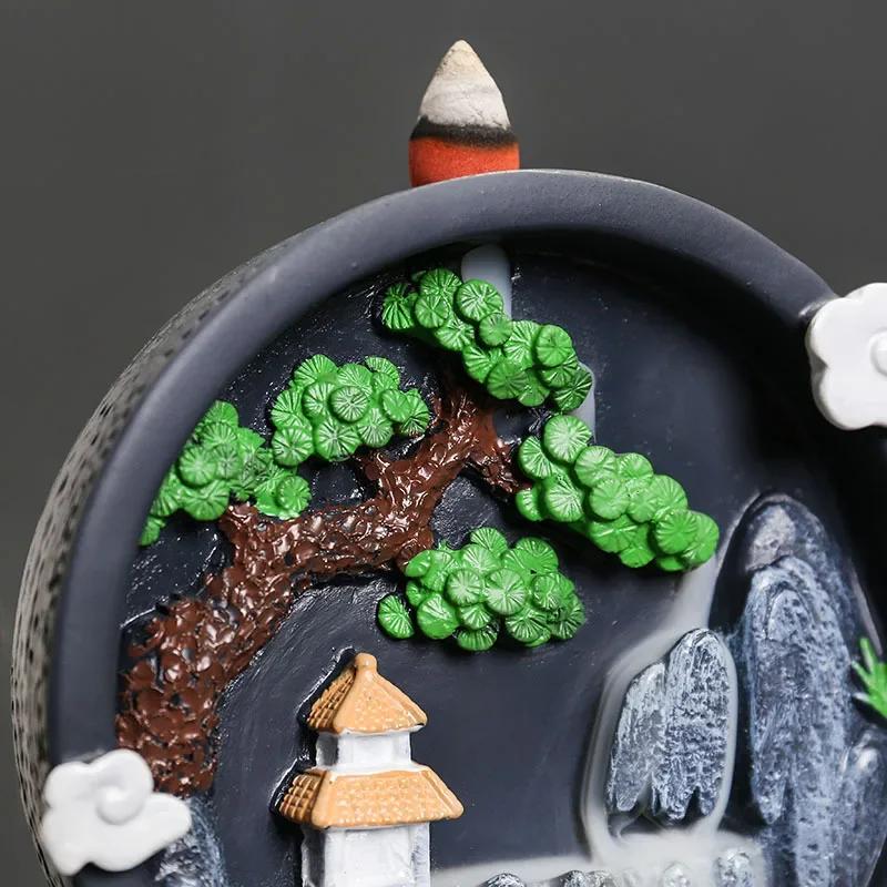 1pc, Resin Handicraft Landscape Home Ornaments Waterfall Backflow Incense Burner(Without Incense Cones)
