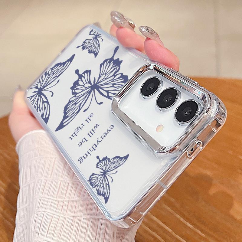 Beautiful Butterfly Pattern Clear Case For Samsung S24 FE S23 S22 Ultra A55 A54 A35 A34 A14 Lens Protection Shockproof Soft Transparent Phone Cover
