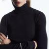 Mernu Wool Classy Turtleneck Knitting Bottoming Shirt Women's Fall and Winter Chic Sweater Inner Pile Collar Navy Blue