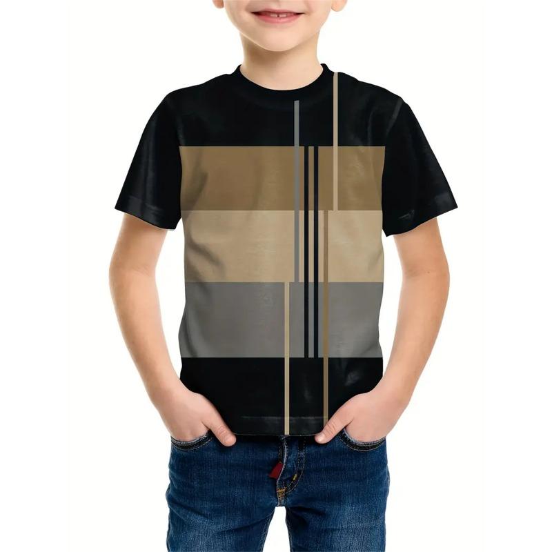 Striped Simplicity 3d Print Tee Shirt Kids Boys Clothes Short Sleeve Casual Children's Clothing Fashion T Shirt For Boys