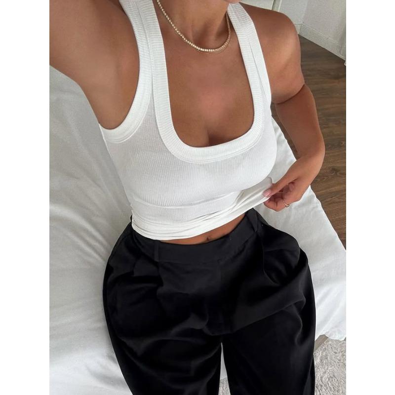 Hot Girl Solid Color Versatile Halter Neck T-shirt Top Women's Independent Website
