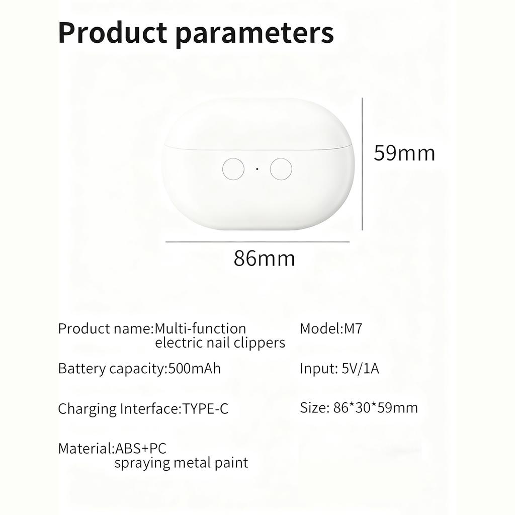 2 In 1 Electric Nail Trimmer Polisher Automatic Fingernail Cutter Type-C Charging Safety Nail Clipper for Children Adult Senior