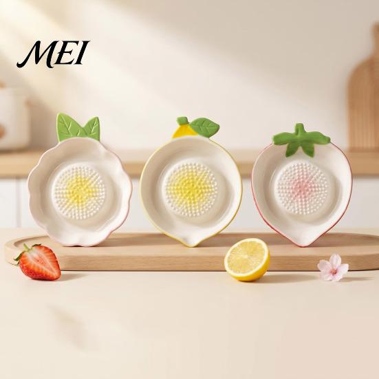Small Hand Grinder Ceramic Garlic Grater Plate, with Leaf Handle Design, Manual Lemon Zester Plate Easy Cleaning Kitchen Grinding Tool, for Ginger And
