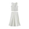 Women's Sleeveless Ruffle Lace Tank Top High Waist A Line Skirt Two Piece Set