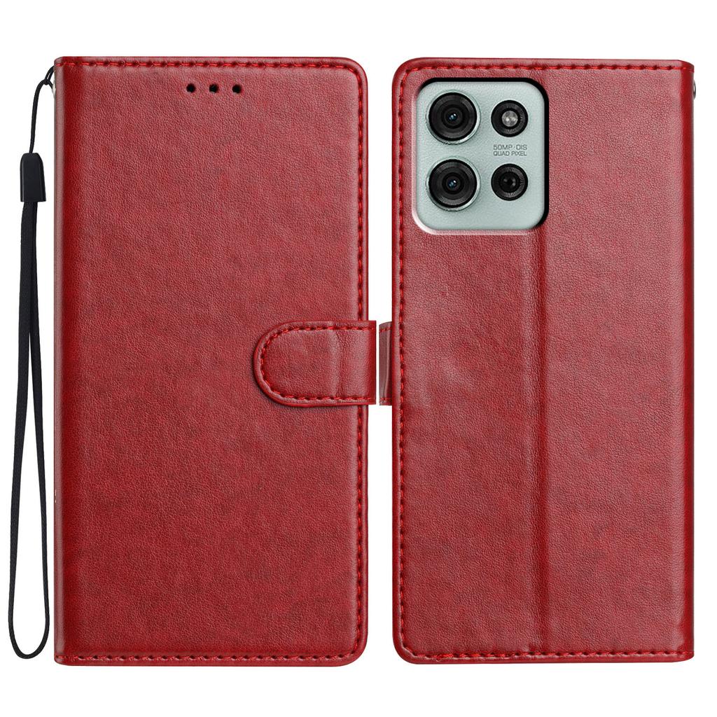 For Motorola Moto G75 5G Leather Case Wallet Stand Phone Cover with Handy Strap