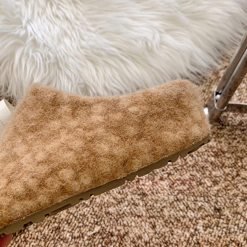 Niche design sense late evening wind gray felt Boken shoes lazy one pedal casual thick-soled bag head half slippers women