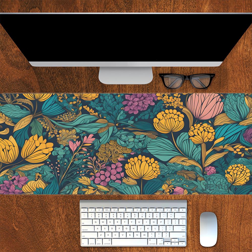 pc Bohemia Style Red flower Mouse Pad Plant Pattern Design Gaming Mousepads Rubber Base Pads Art Desk Mat for Home and Office