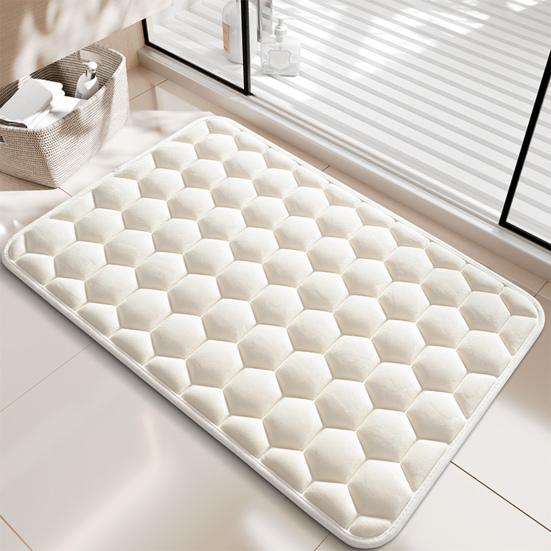 Memory Foam Bath Mat Absorbent Bathroom Rug Honeycomb Quick Drying Anti Slip Bath Rug
