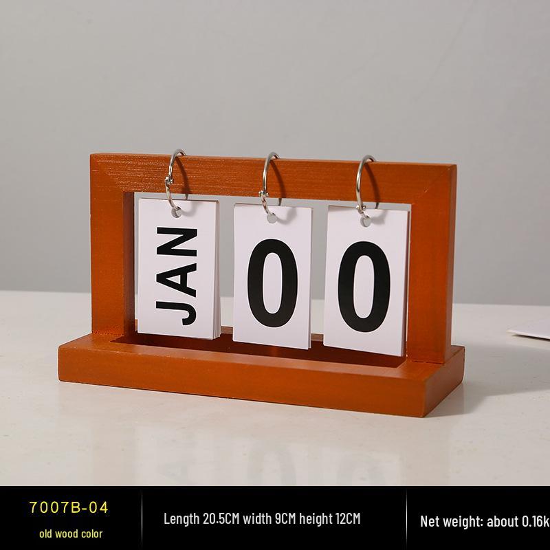 Perpetual Wooden Flip Calendar: Home and Desk Decor