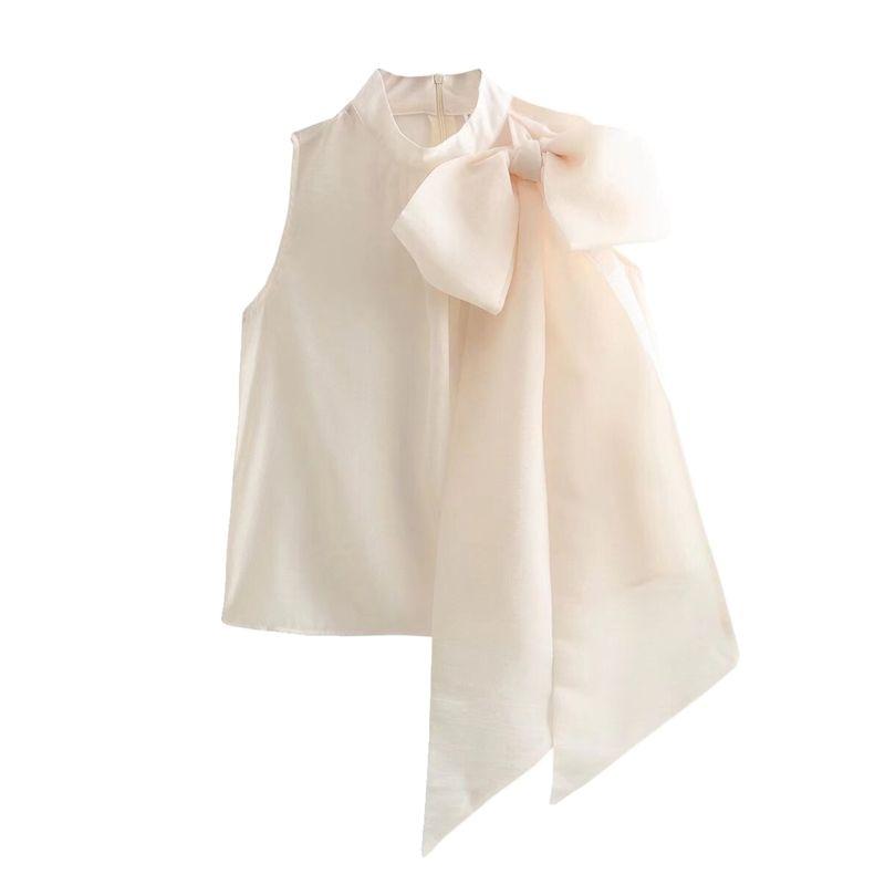 Kaslead Fashion All-Match Creamy-white Ribbon Tops