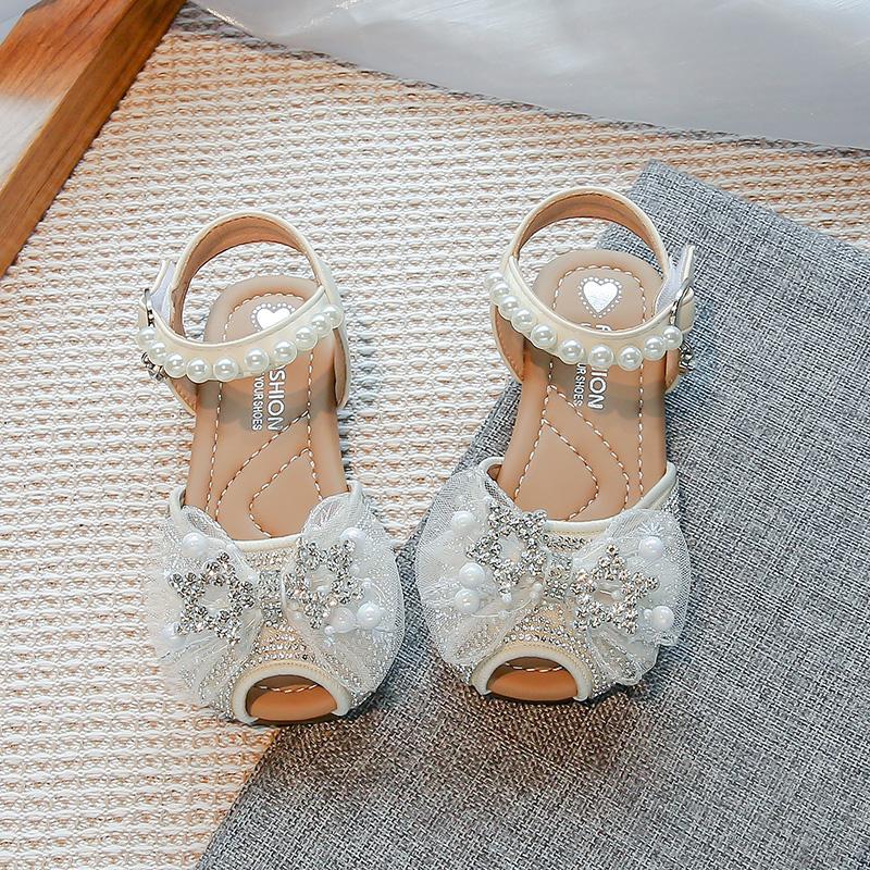 

Босоножки для девочек, милые кружевные банты, детские туфли принцессы для танцев, босоножки с открытым носком, лето 2025, новая детская обувь для платья для свадебной вечеринки 23 бежевый
