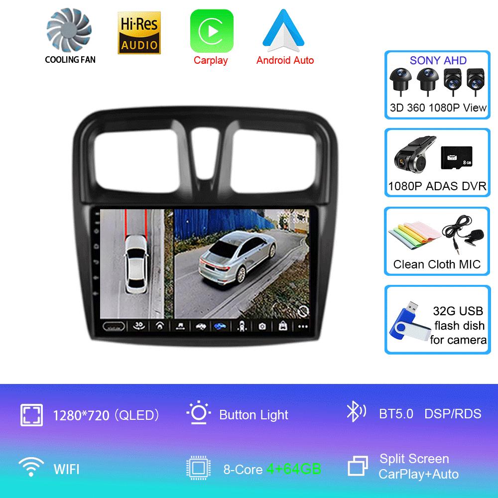 Car Radio Android 14 Carplay For Renault Logan 2 Sandero 2 2012 2013 - 2019 Navigation GPS Multimedia Player wifi+4G BT DSP 2DIN