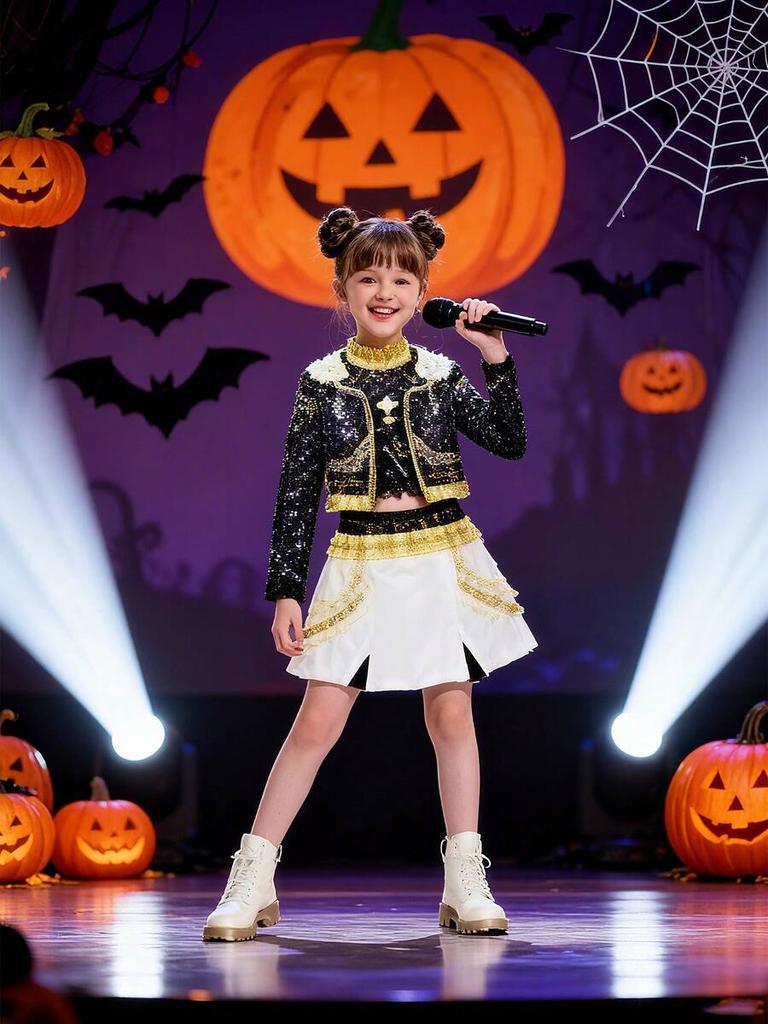 Kostým pro dívky Děti Hvězdy Vokální Rumi Cosplay Scénické oblečení Idol zpěváci Třídílná sada Trendový styl Halloweenská párty