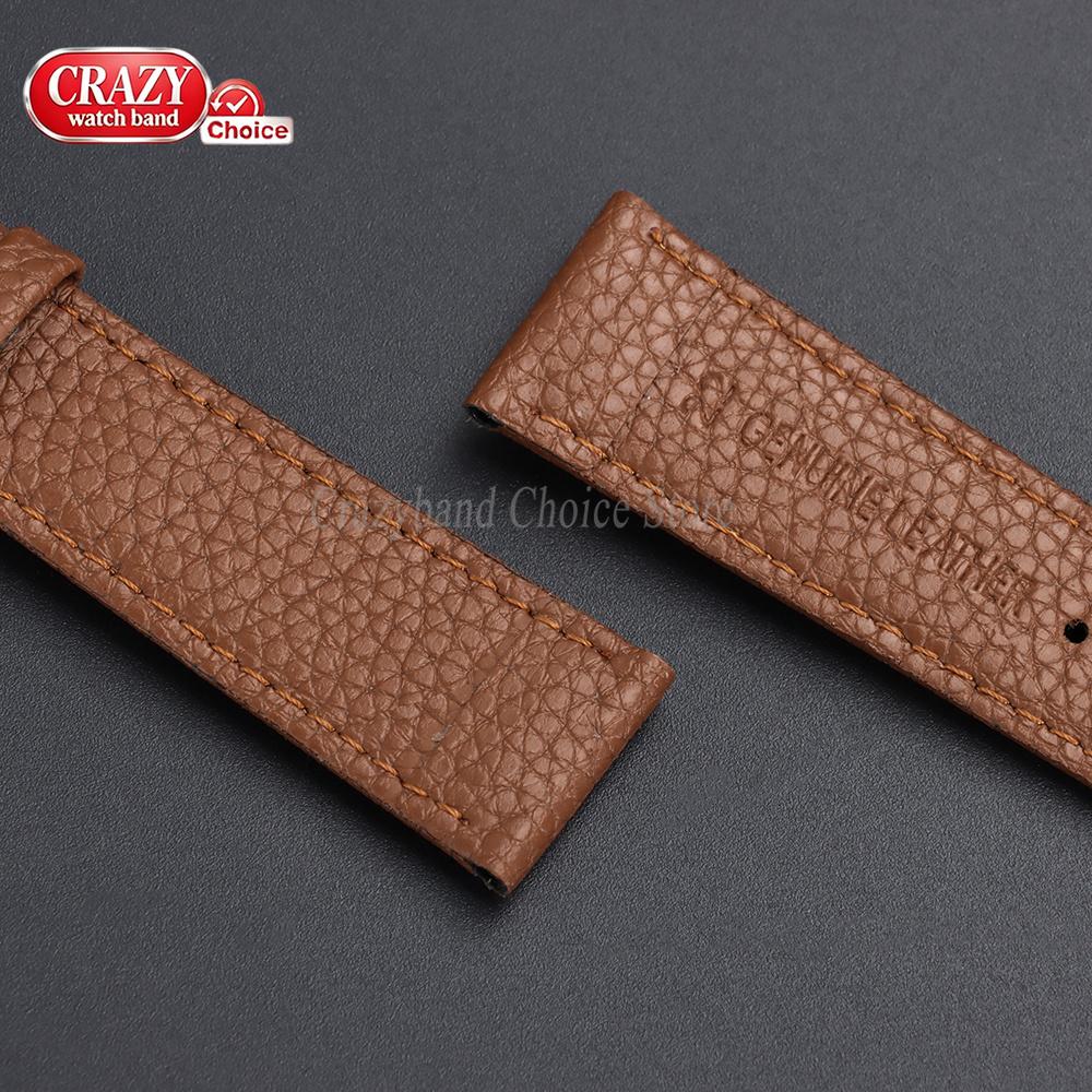 10/12/14/16/18/19/20/21/22mm Litchi Pattern Leather Watch Band Straps Men Women High Quality Universal Brown Wristband with Tool