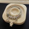 Stainless Steel Heart Bear Diy Charm Bracelet With Zirconia For Gift And Fashion Accessory