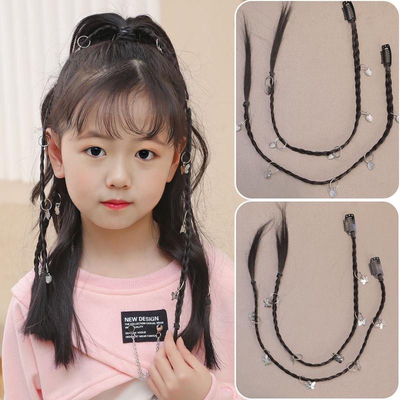 Children's Hair Accessories Wigs Twisted Braids Girls 'clips Imitation Boxing Ponytail Fake Headwear