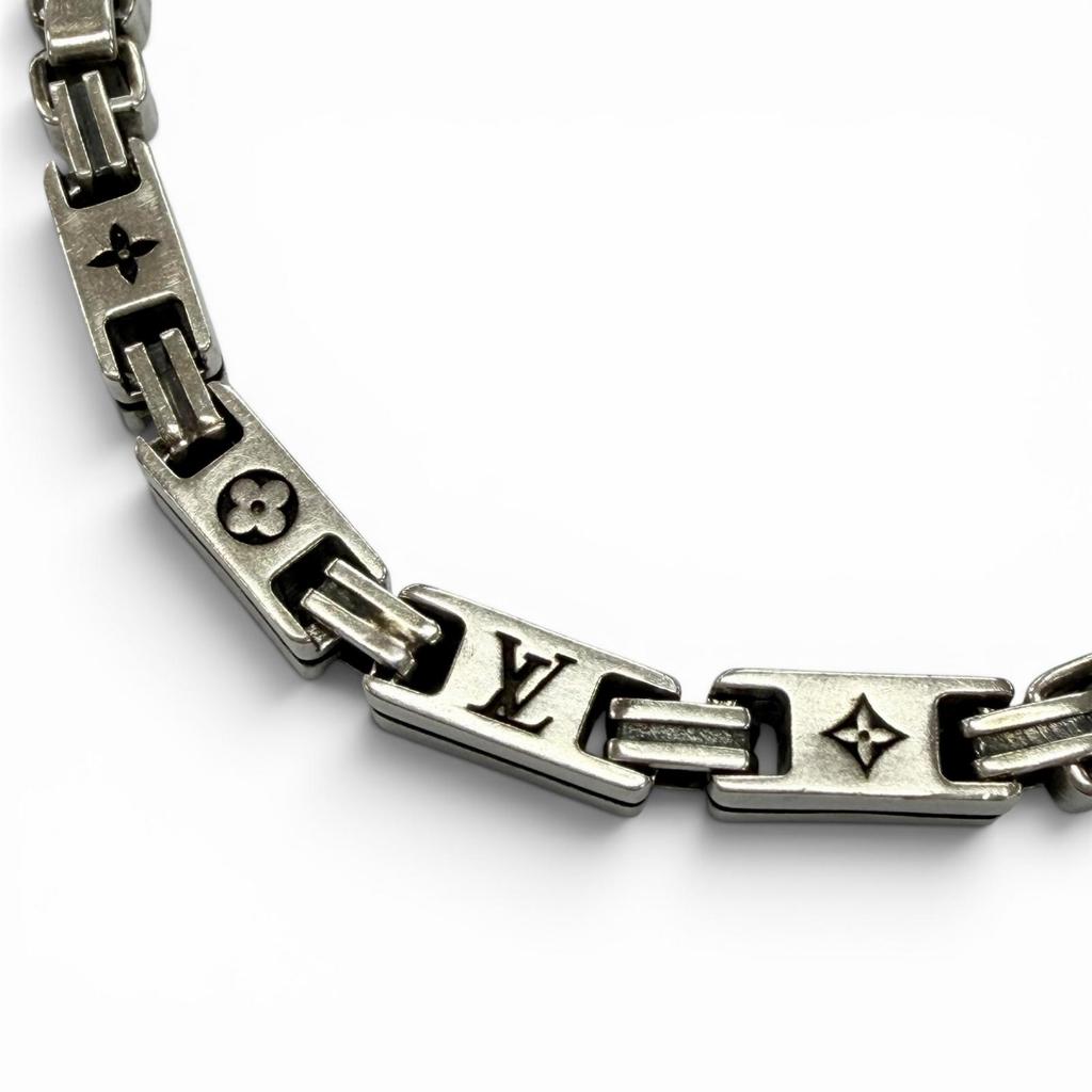 Great LOUIS VUITTON Bracelet LV Tailor Silver AG925 Mens L M1149L Used