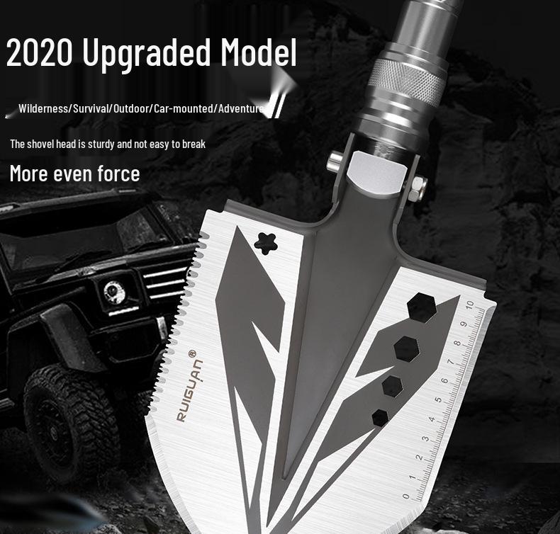 Multi-functional Outdoor Folding Shovel: Manganese Steel, Ideal for Camping, Fishing, Off-road Use, and Vehicle-mounted Tasks