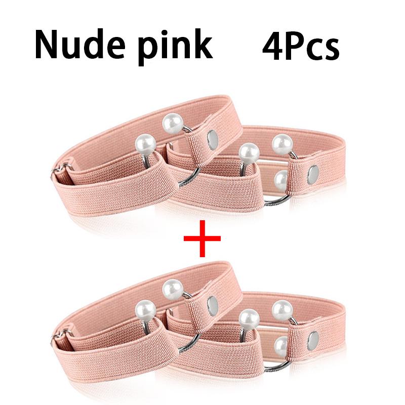 2 Pezzi/4 Pezzi Cinghie per Scarpe con Tacco Alto per Donne - Lacci Elastici Fissati Fibbia a Perla a Forma di U Decorazione per Scarpe Lacci