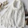 Women Cotton Shawl Solid Color Fashion Pure Elegance Lace Scarf Hanging Spring And Autumn Tassels Wrap Shawl