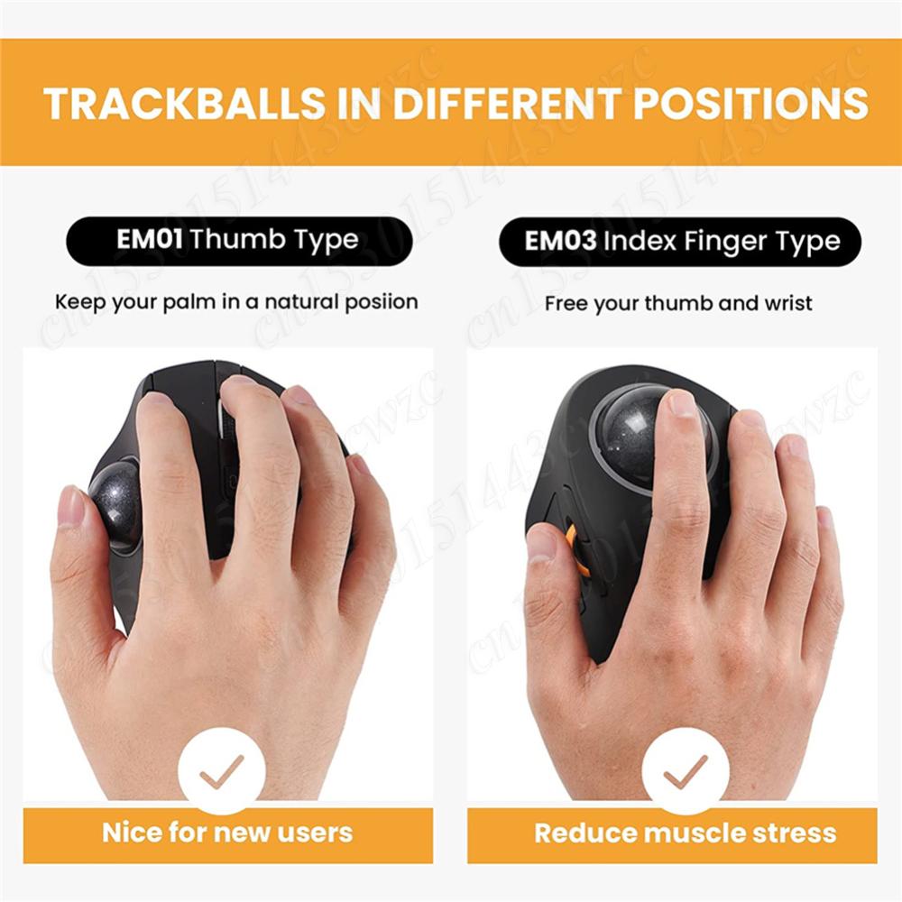 2.4G & Bluetooth Wireless Mouse RGB Ergonomic 1600DPI Rollerball Mice Rechargeable PC Gaming Mouse for Computer Laptop Mac iPads