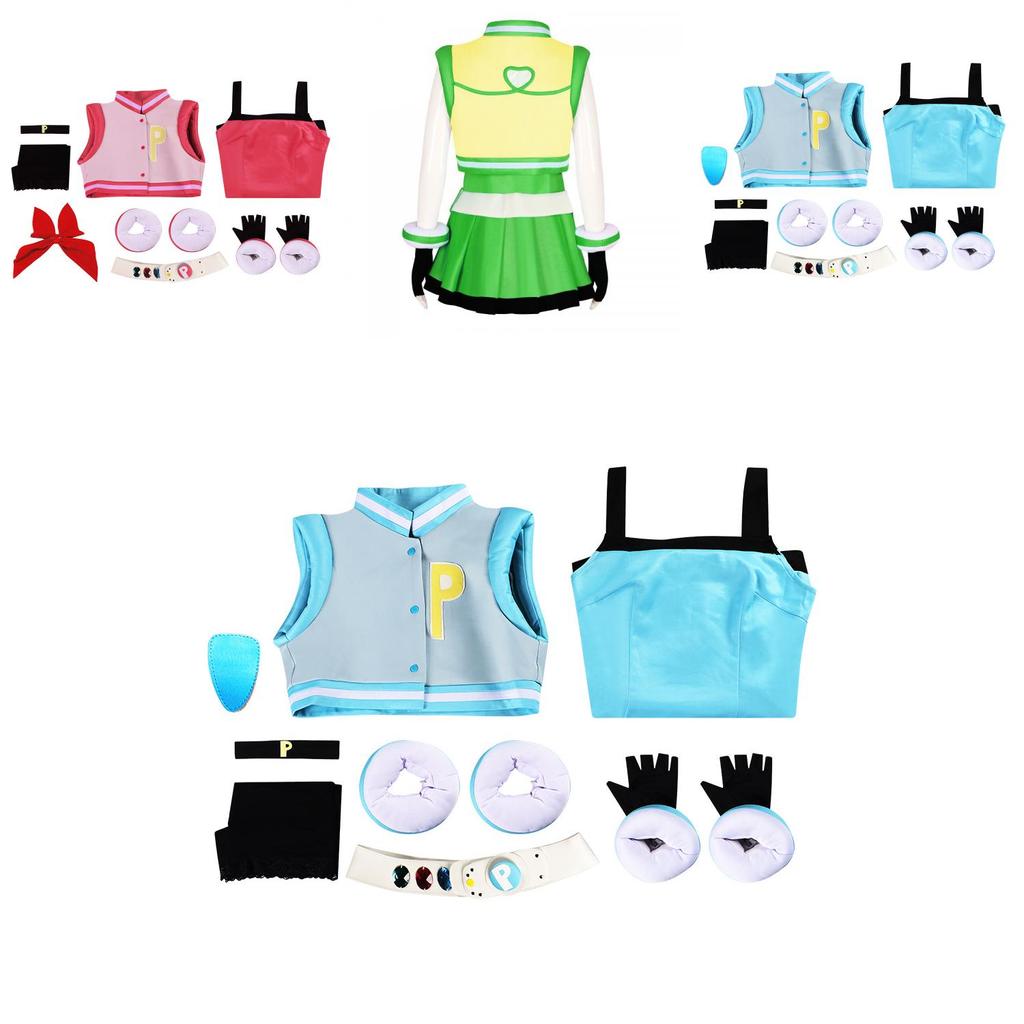 Farbenfrohes Polyester Powerpuff Girls Cosplay Kostüm Perfekt für Halloween oder Bühnenauftritte
