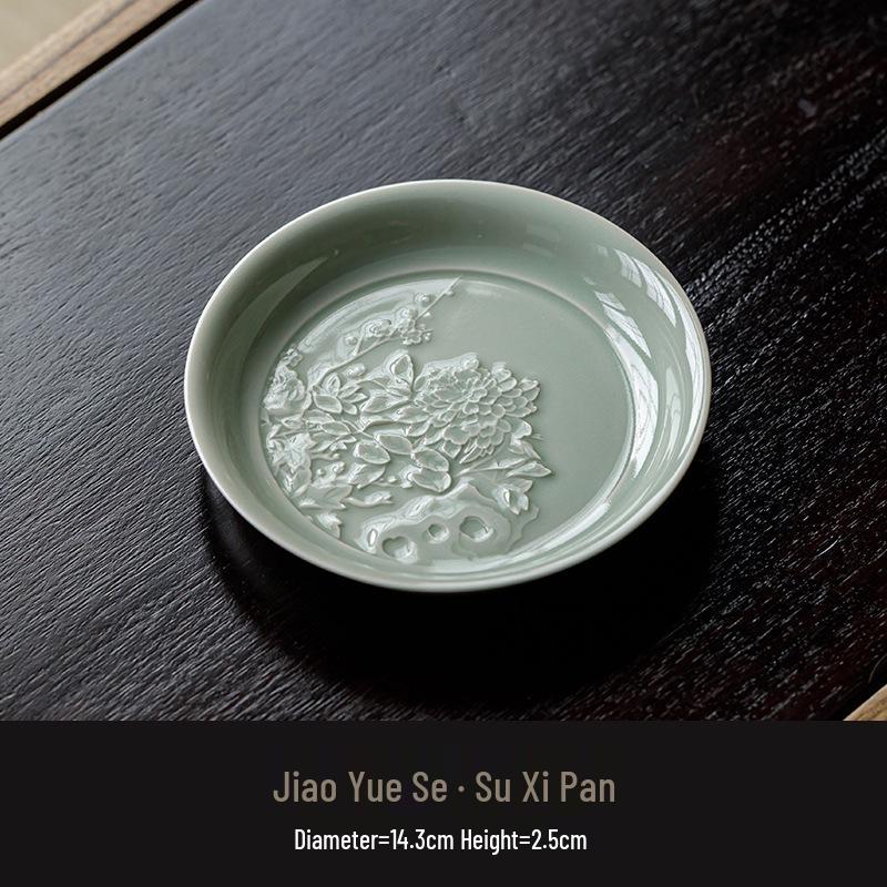 

Guān Lán Jiāo Moonlit Exquisite Ceramic Gaiwan Stand and Tea Tray Moonlit Yellow - Su Xi Tray