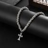 Hip-hop Rhinestone Cross Pendant Necklace Men's High Sense Simple Niche Men's Collarbone Chain Jewelry