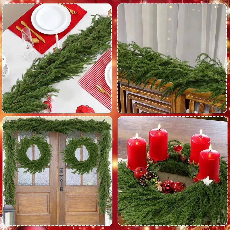 1m Christmas Artificial Norfolk Pine Garlands 1pc Wreaths for Home Decoration Holiday Gift Artificial Pine Branches