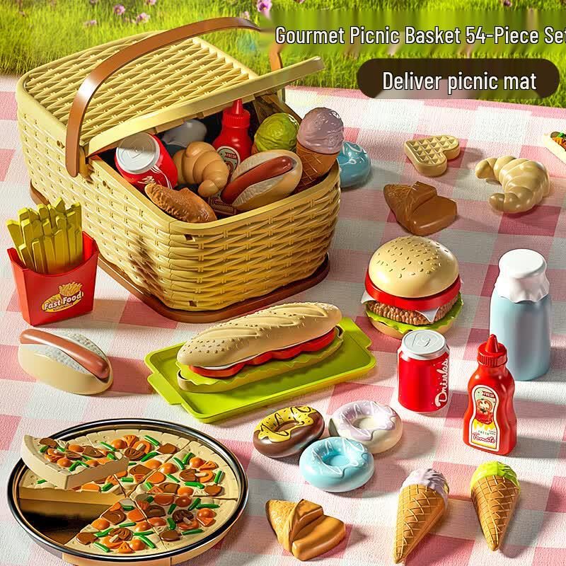 Kids' Fruit & Burger Cutting Picnic Pretend Play Set