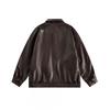 Unisex Vintage PU Leather Jacket Oversized Casual Coat Streetwear Style