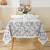 Blue Floral Pastoral Tablecloth, Vintage Cotton Linen Rectangular Table Cover  For Dinner Picnic Coffee Party Table Home Decor