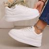 Women's Spring-Autumn Thick-Soled Height-Increasing White Casual Board Shoes, Retro Versatile Fashionable Footwear.