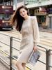 Celebrity Women's Ruffle Knit Dress - Solid Color, Round Neck, Straight Design