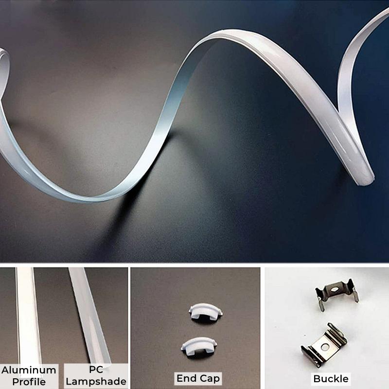 2-20pcs/lot 0.5m/1m Flexible U-type Aluminum Profiles For 5050 5630 LED Bendable Flat Shell Milky Cover Channel Bar Strip Lights