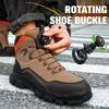 Botão giratório Sapatos de segurança masculinos Botas de trabalho Sapatos de biqueira de aço Sapatos à prova de perfuração Indestrutíveis Botas de segurança Sapatos de proteção